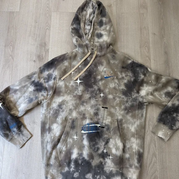 Mens Hoodie Nike Clothes Nike Grey Tie Dye Hoodie NIKE Club Fleece